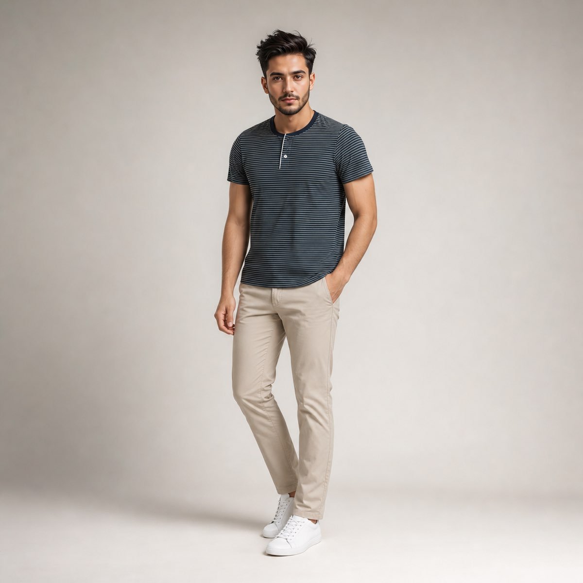 Polo de Rayas Verde para Hombre – Long Beach V30-103