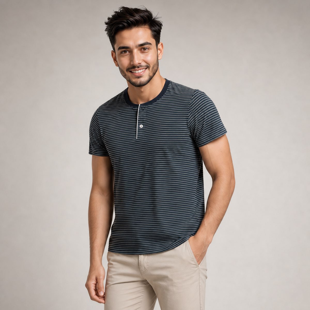Polo de Rayas Verde para Hombre – Long Beach V30-103 - Image 2