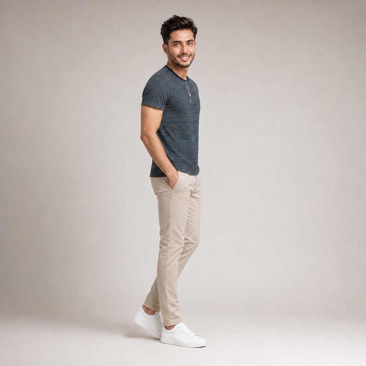 Polo de Rayas Verde para Hombre – Long Beach V30-103 - Image 3