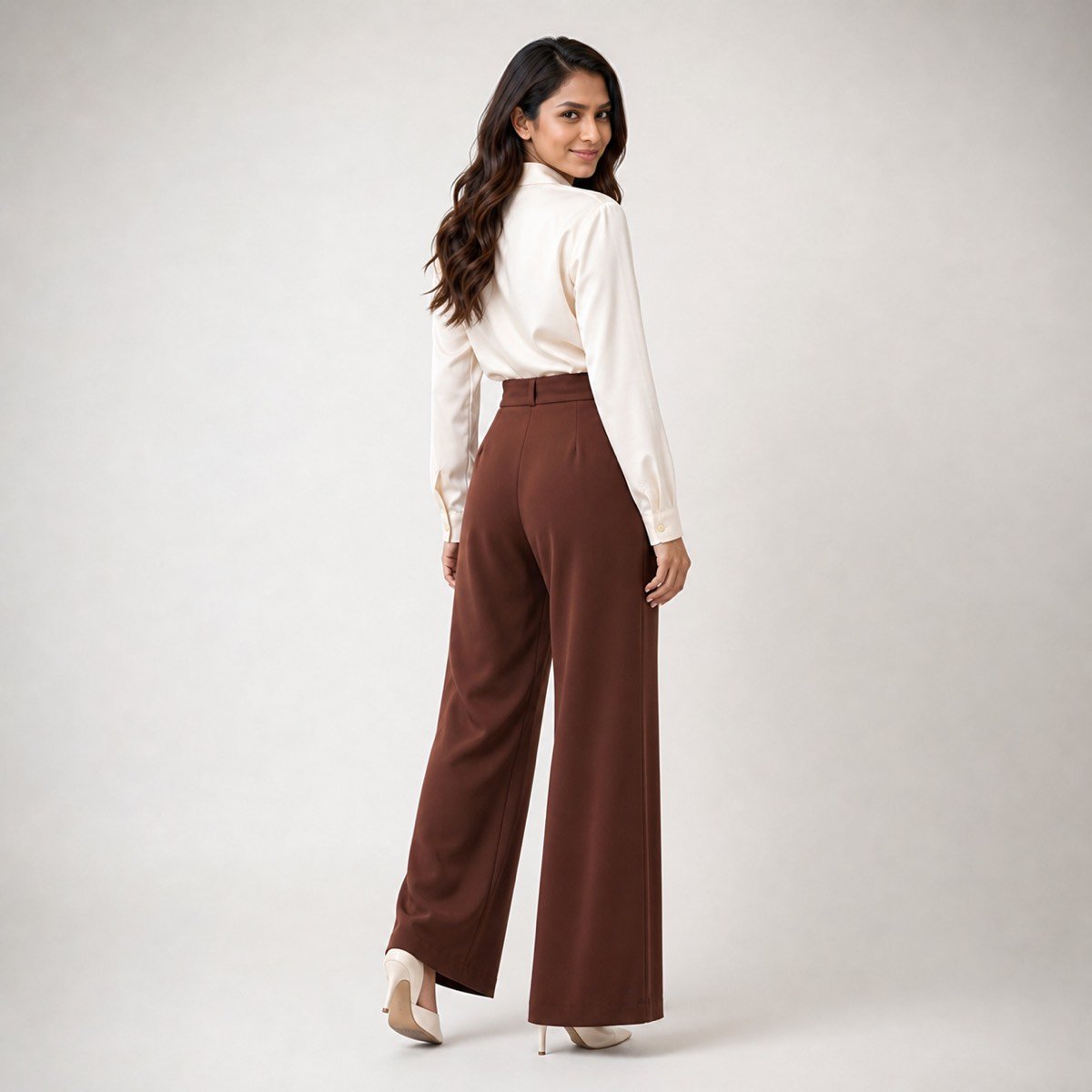 Pantalón Marrón con Hebilla para Mujer – Sateen 1890-5550 - Image 5