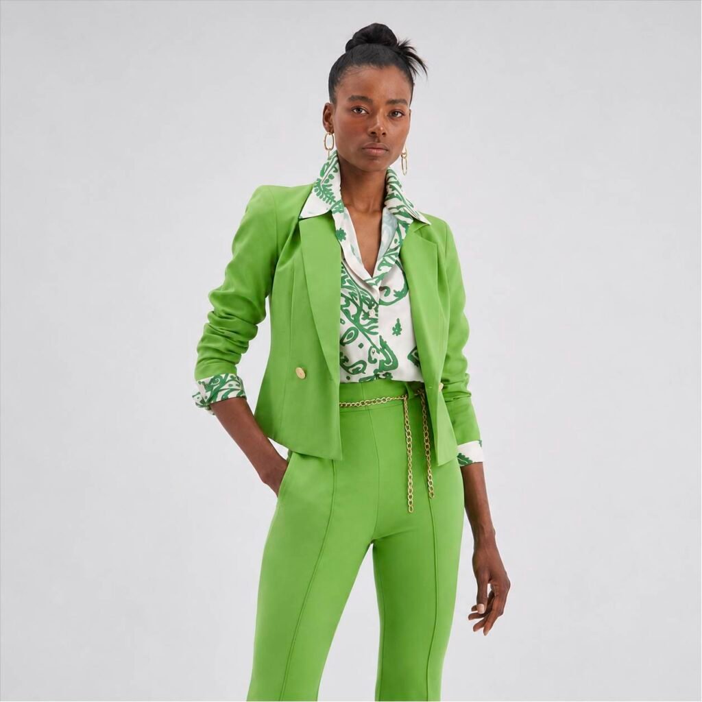Terno Chaqueta Pantalon Nice Loop 1011 Feme Limon