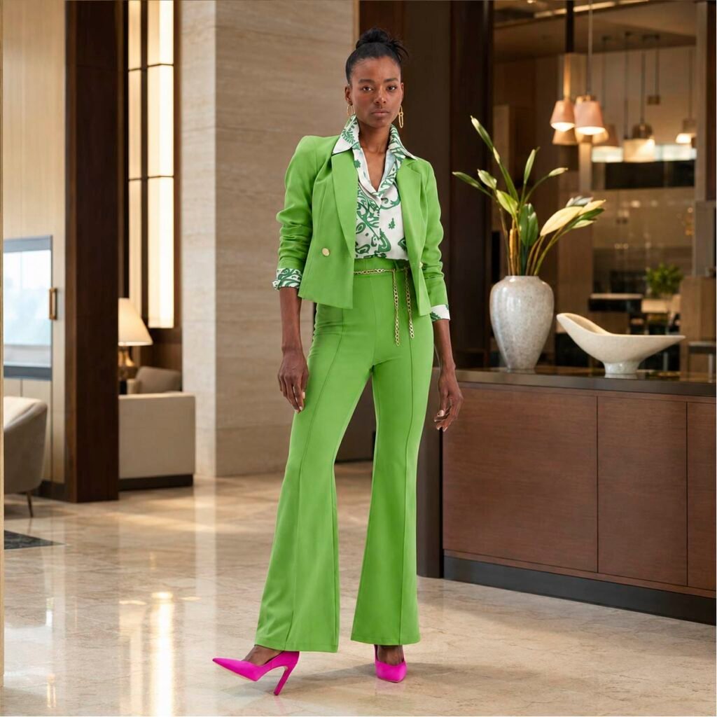 Terno Chaqueta Pantalon Nice Loop 1011 Feme Limon