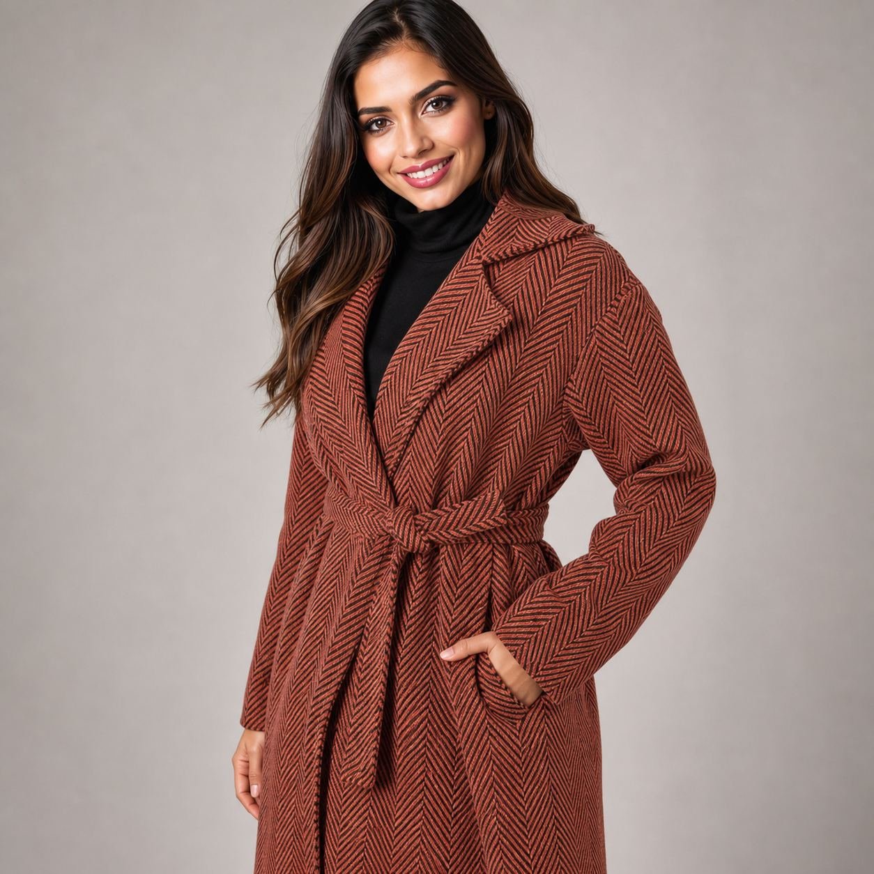 Abrigo Bouclé Naranja para Mujer – Offo 2303375002 - Image 2