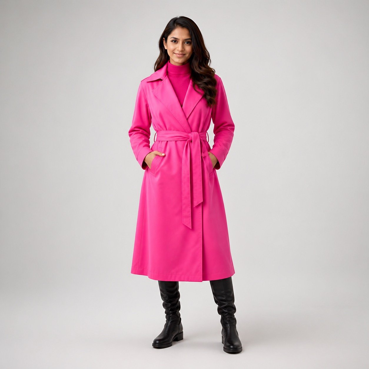 Abrigo de Cuerina Fucsia para Mujer – Sateen 6517
