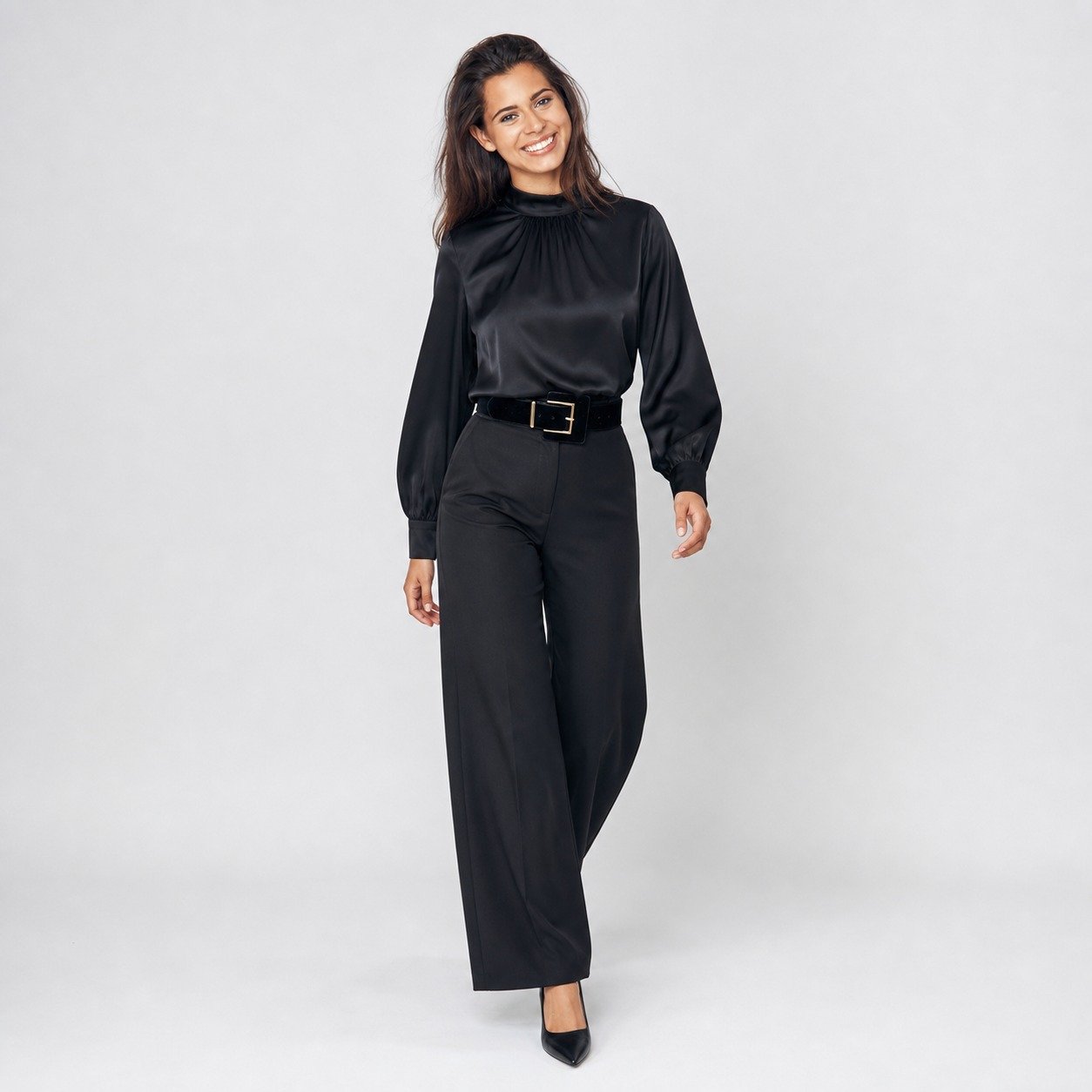 Blusa Satinada Negra para Mujer – Sateen 874-1013 - Image 5