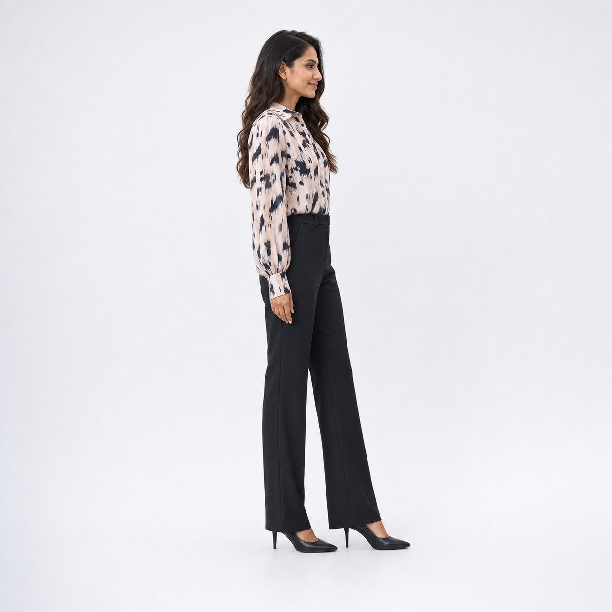 Blusa Camisera Estampada Beige para Mujer – Sateen 1915-2583 - Image 3