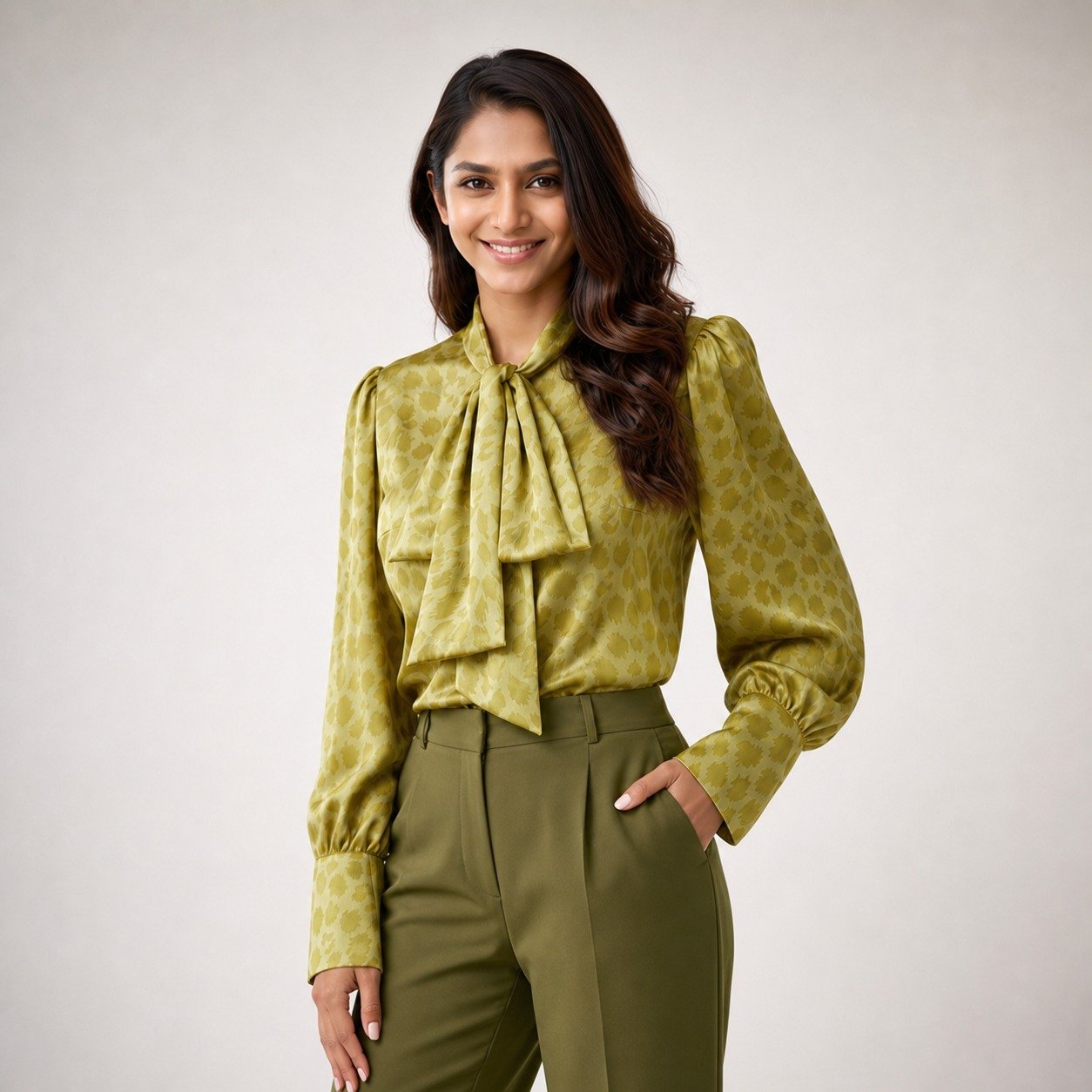 Blusa Animal Print Verde para Mujer – Sateen 2035 - Image 2