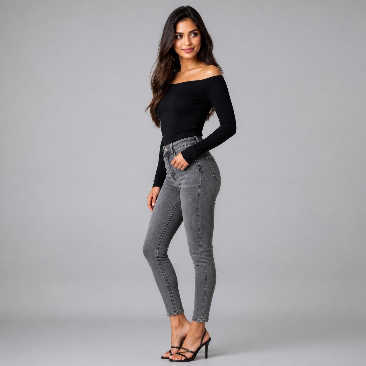 Blusa Negra con Detalle en Cuello – Qu Style 210137 - Image 3
