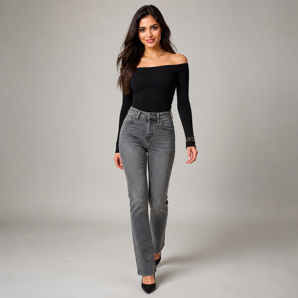 Blusa Negra con Detalle en Cuello – Qu Style 210137 - Image 5
