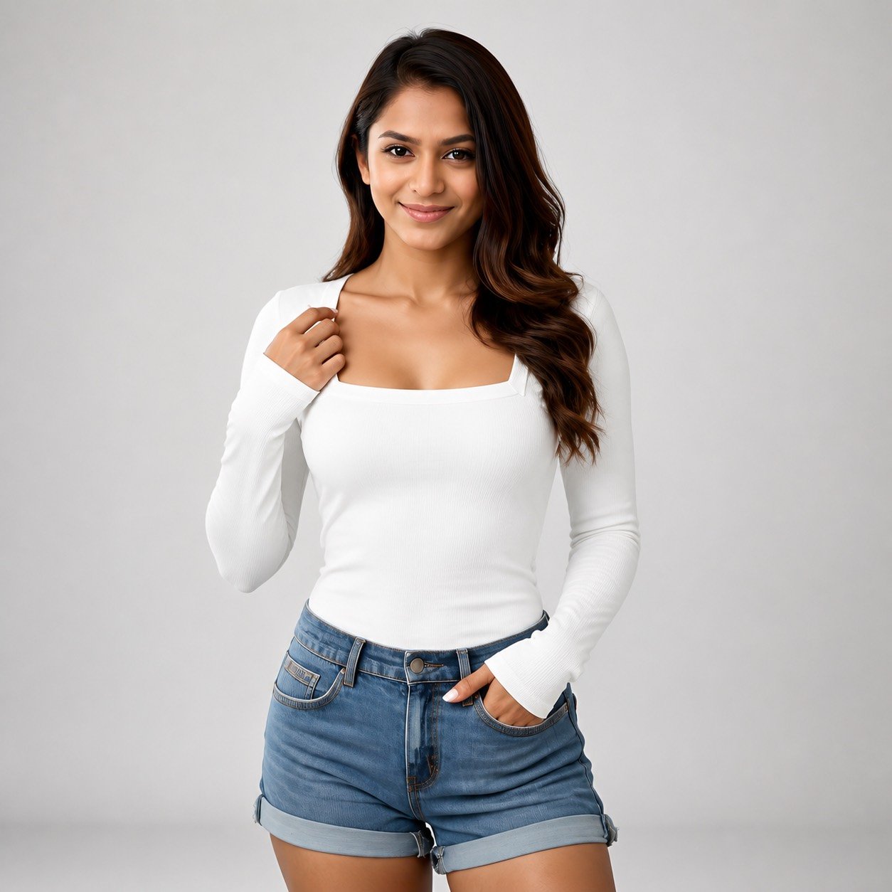 Blusa Blanca de Cuello Cuadrado para Mujer – CTN 2714 - Image 2