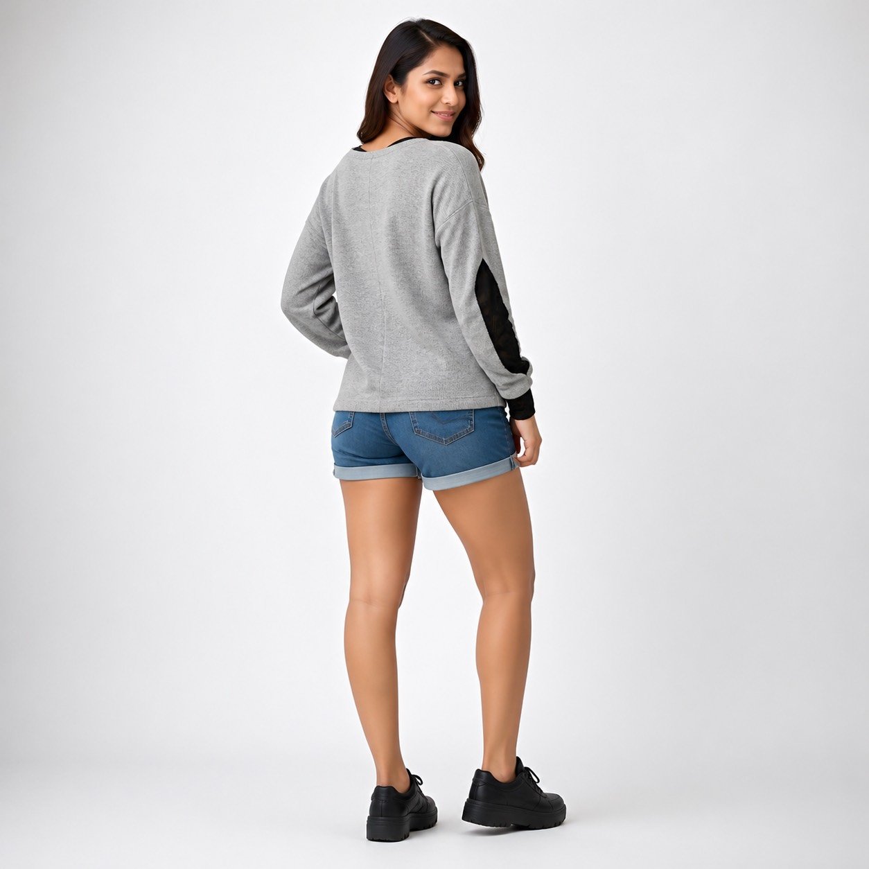 Buzo Gris de Cuello V para Mujer – Sobe Dress A476BLZ - Image 4