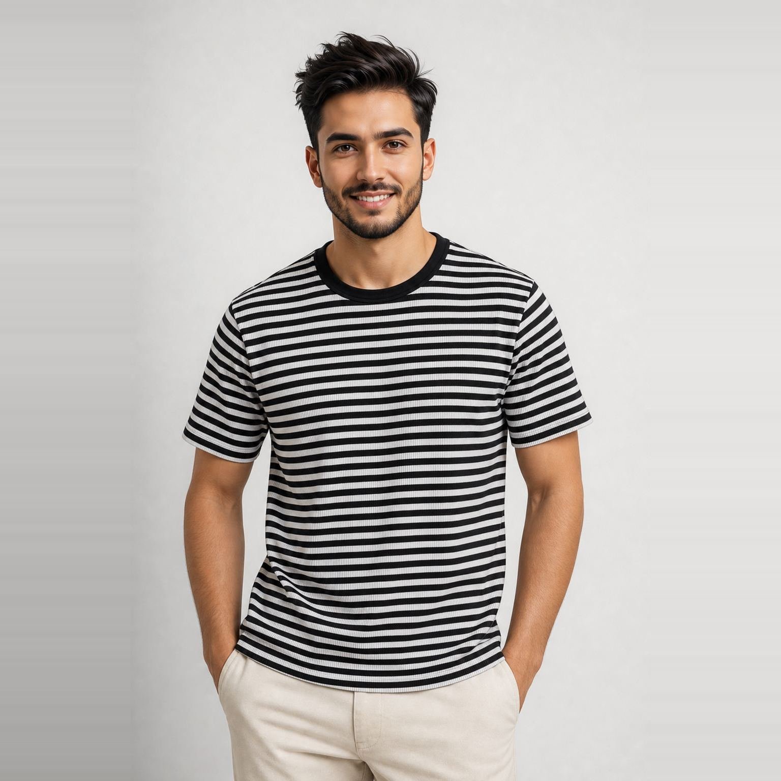 Camiseta Bakors Negra a Rayas para Hombre – Studio Bax 402955 - Image 2