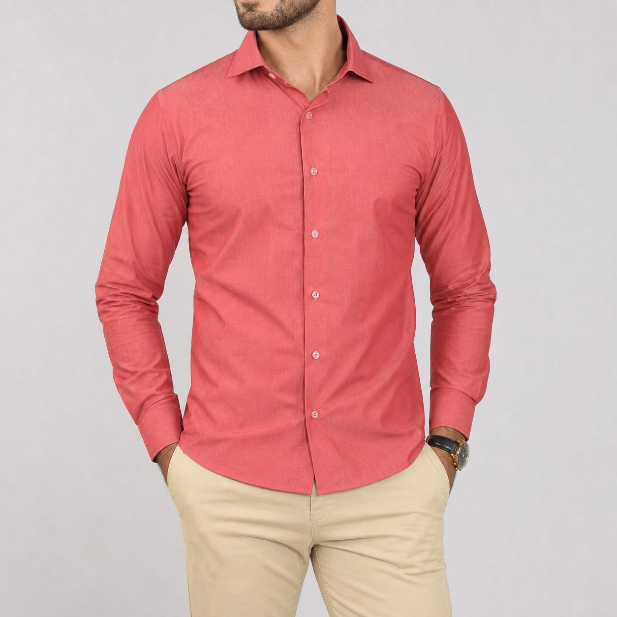Camisa Slim Fit Tomate de Algodón para Hombre – JMB 2418 - Image 2