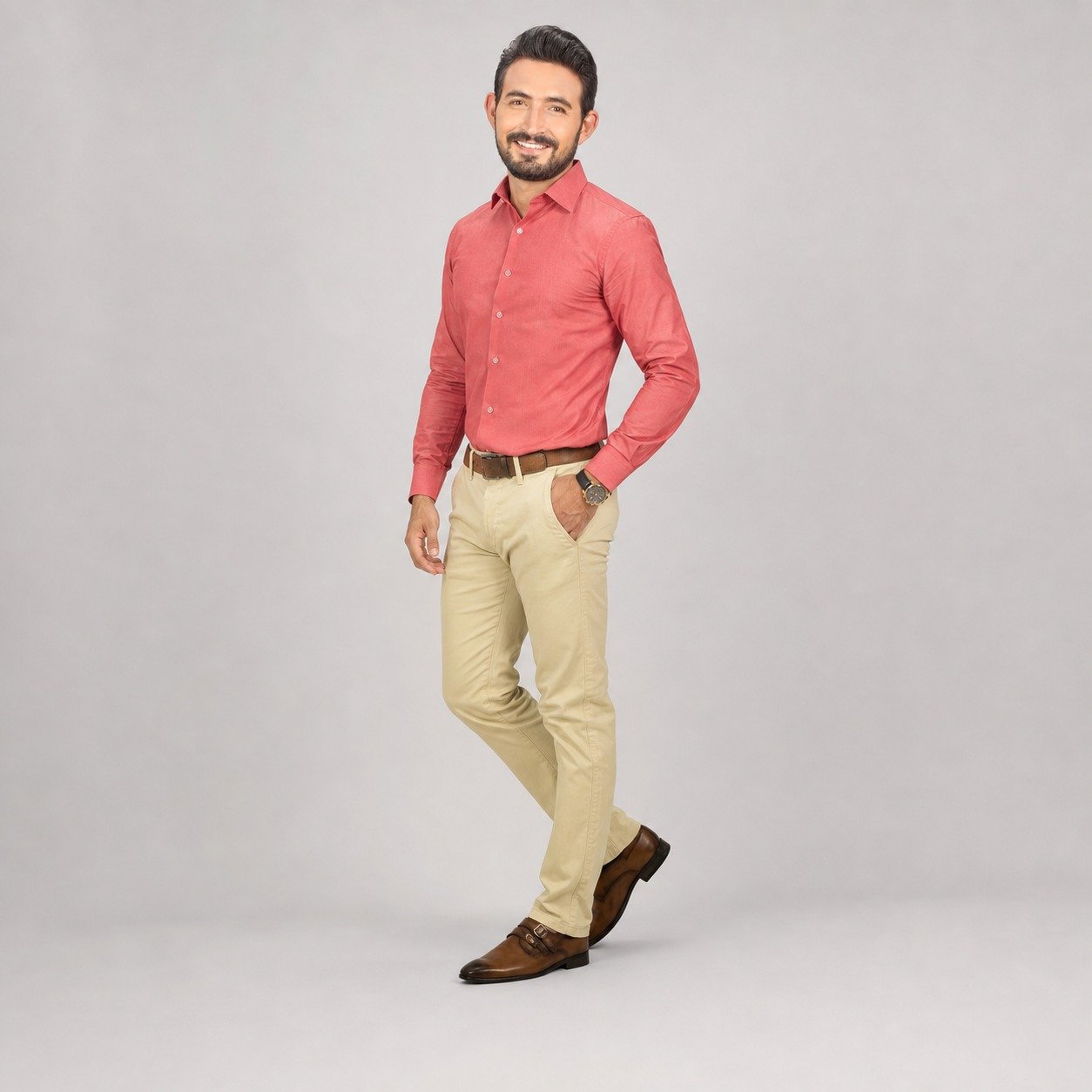 Camisa Slim Fit Tomate de Algodón para Hombre – JMB 2418 - Image 3