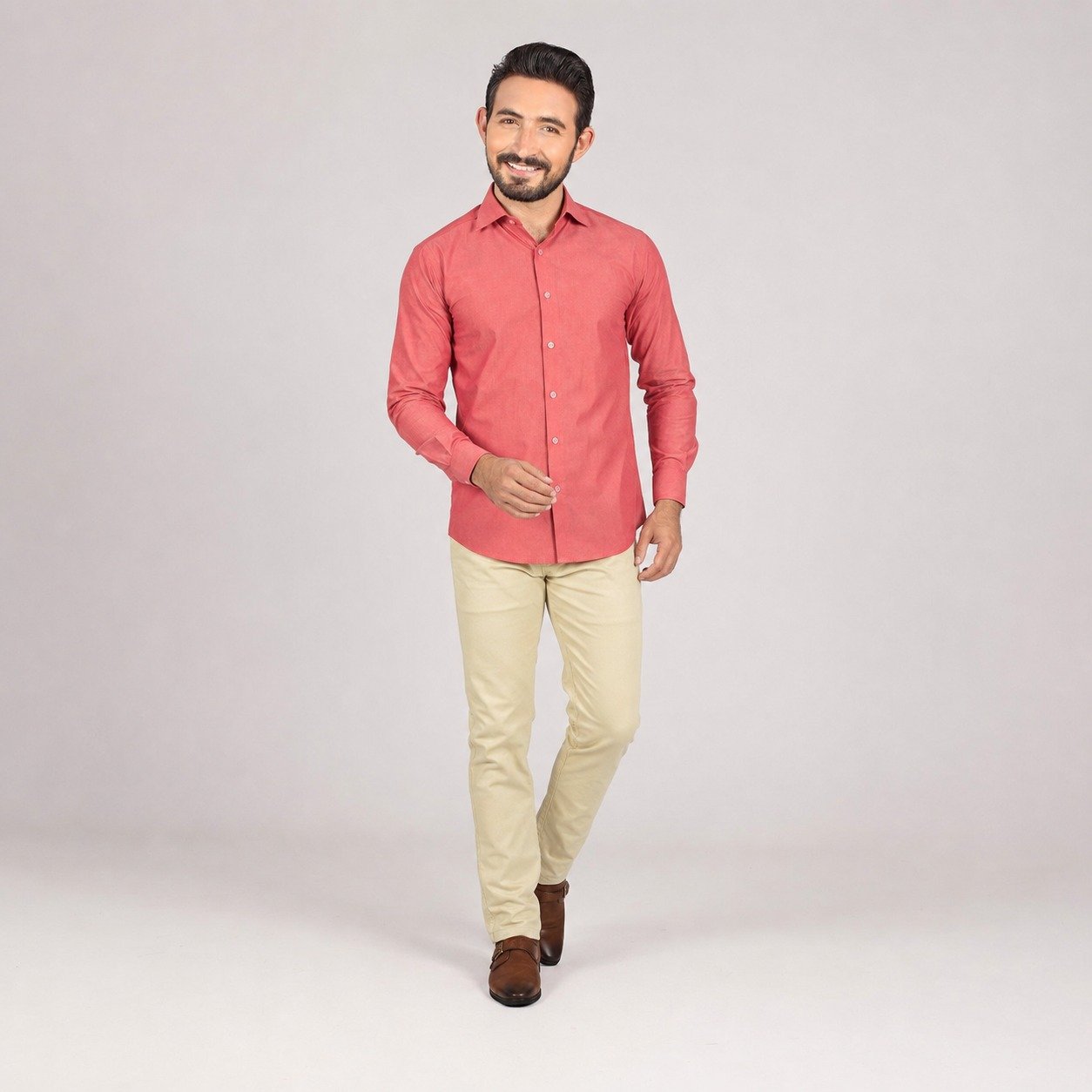 Camisa Slim Fit Tomate de Algodón para Hombre – JMB 2418 - Image 5