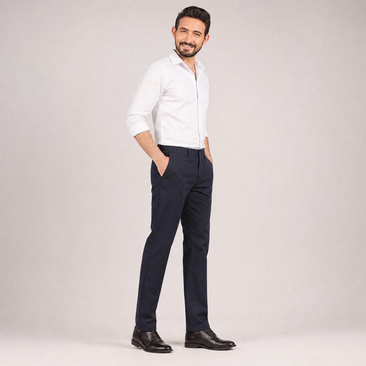 Pantalón Liso Azul Marino para Hombre – Wallat Milano 5009 - Image 3