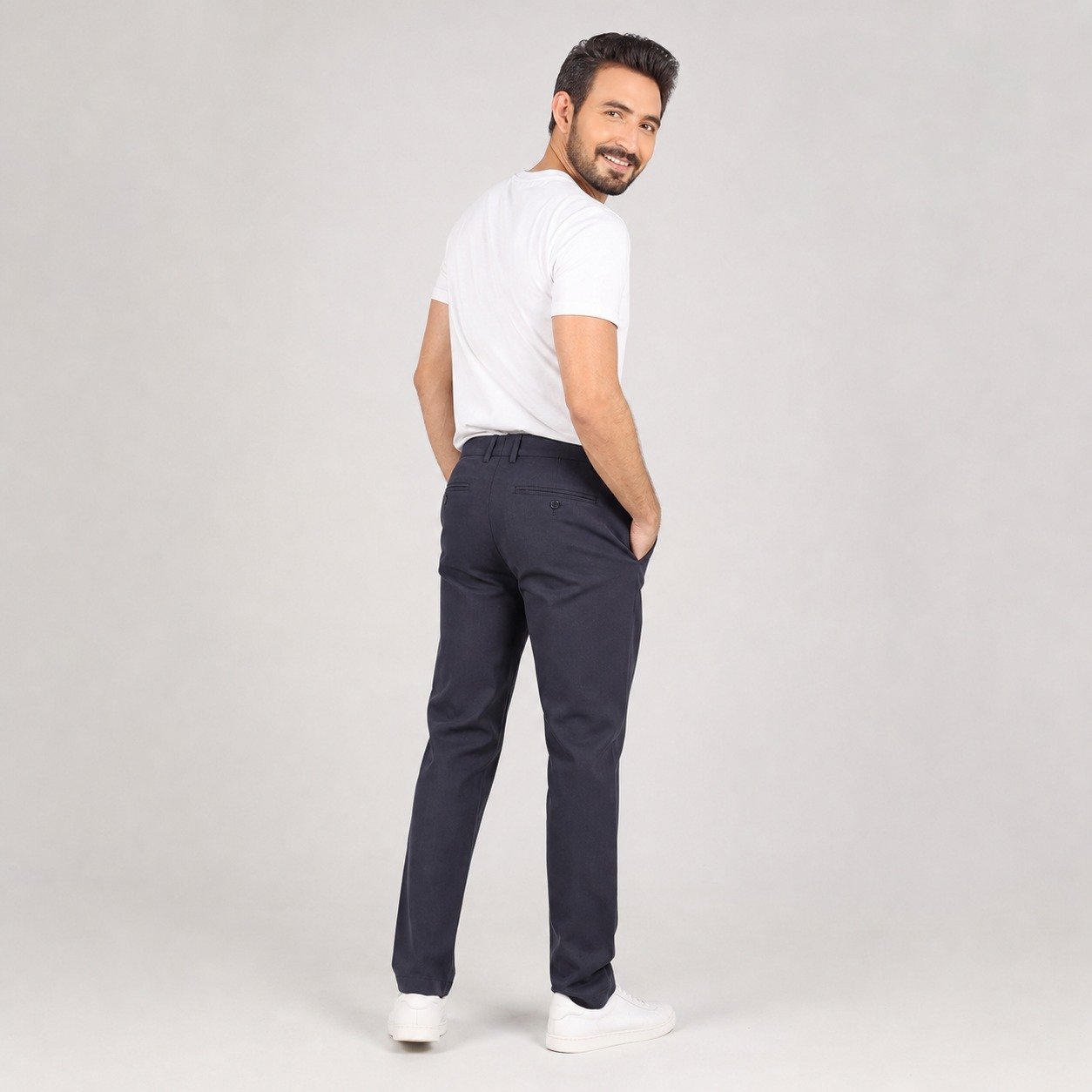 Pantalón Liso Azul Marino para Hombre – Wallat Milano 5009 - Image 4