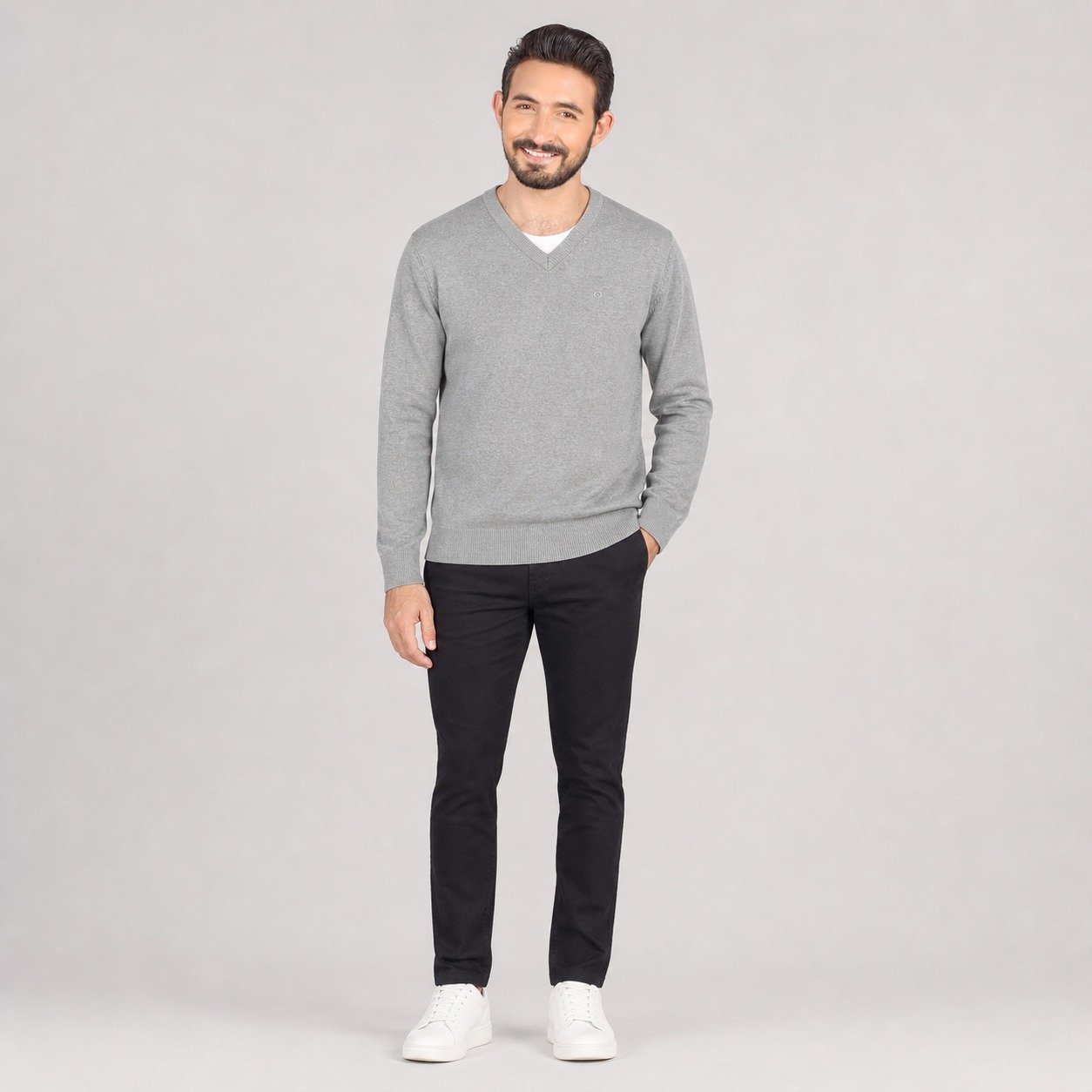 Saco Gris de Cuello V para Hombre – Pooll Park 191405 VY