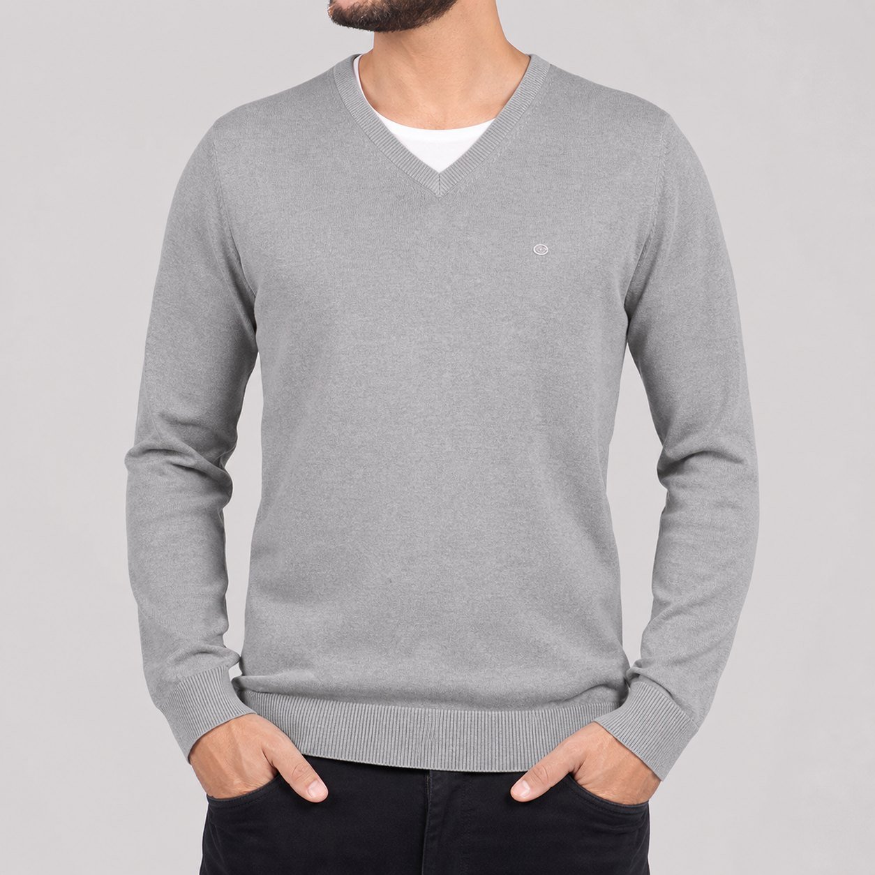 Saco Gris de Cuello V para Hombre – Pooll Park 191405 VY - Image 2