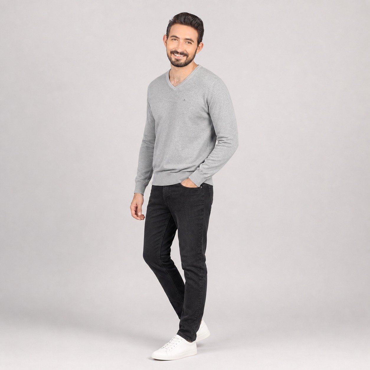 Saco Gris de Cuello V para Hombre – Pooll Park 191405 VY - Image 3