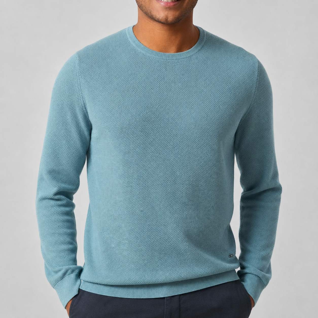 Saco Azul Jean de Cuello Redondo para Hombre – Pooll 191406BY - Image 2