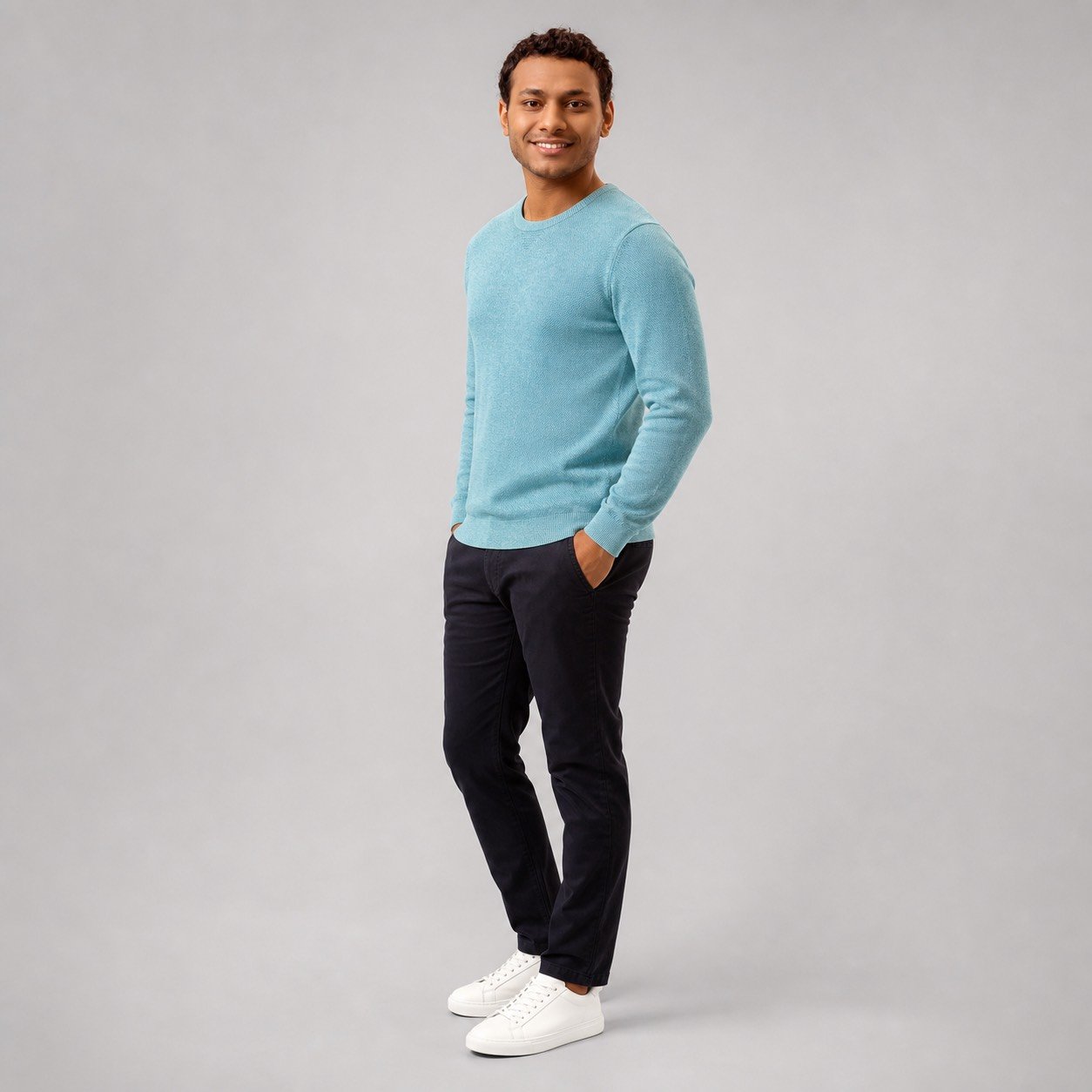 Saco Azul Jean de Cuello Redondo para Hombre – Pooll 191406BY - Image 3