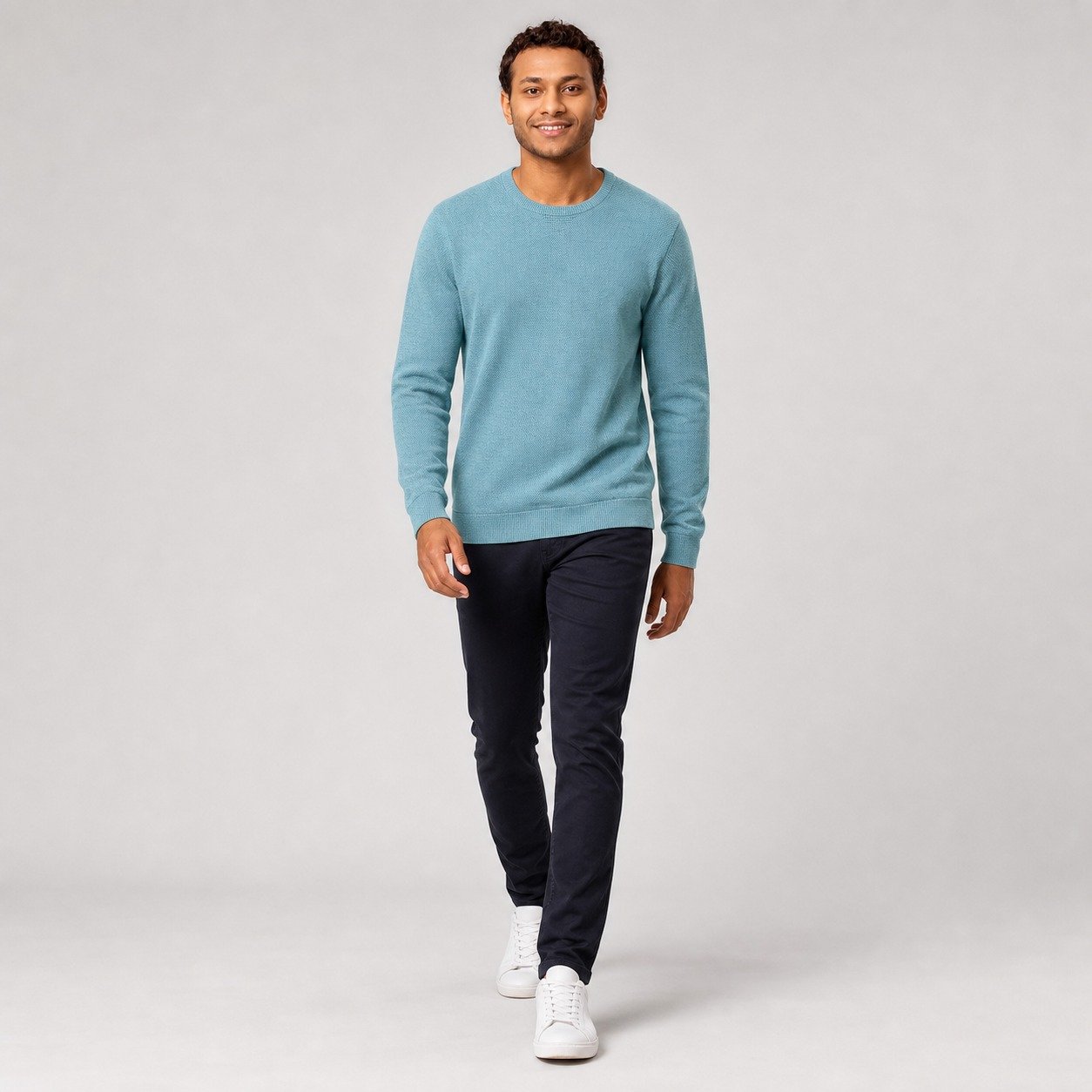 Saco Azul Jean de Cuello Redondo para Hombre – Pooll 191406BY - Image 5
