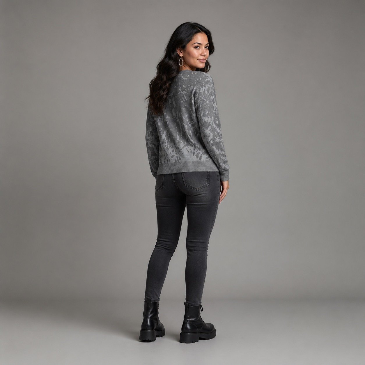 Saco de Lana Gris Estampado para Mujer – CTN 2370 - Image 4