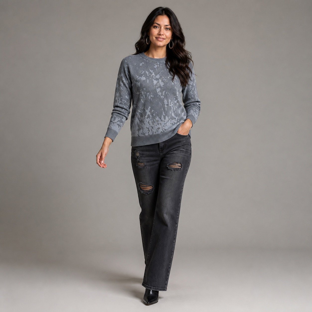 Saco de Lana Gris Estampado para Mujer – CTN 2370 - Image 5