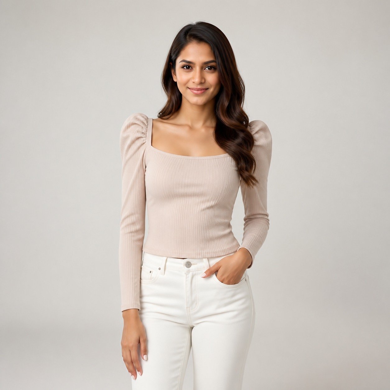 Saco Café de Manga Princesa para Mujer – Qu Style 5477 - Image 2