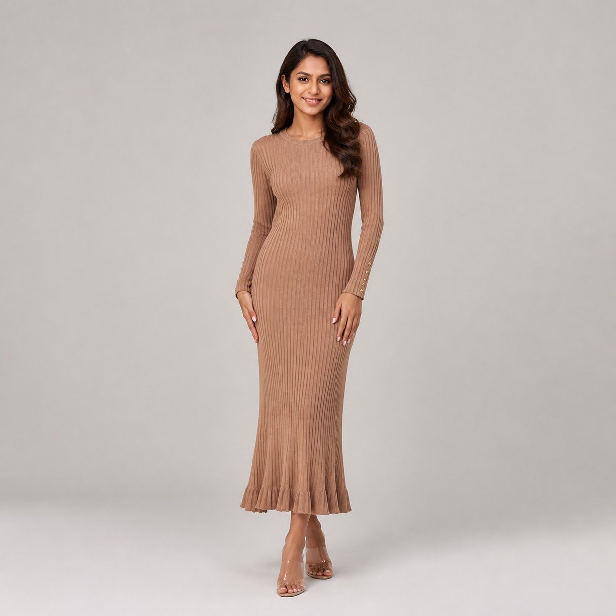 Vestido Chanel Camel con Vuelos para Mujer – My Fashion MYF10096 - Image 2
