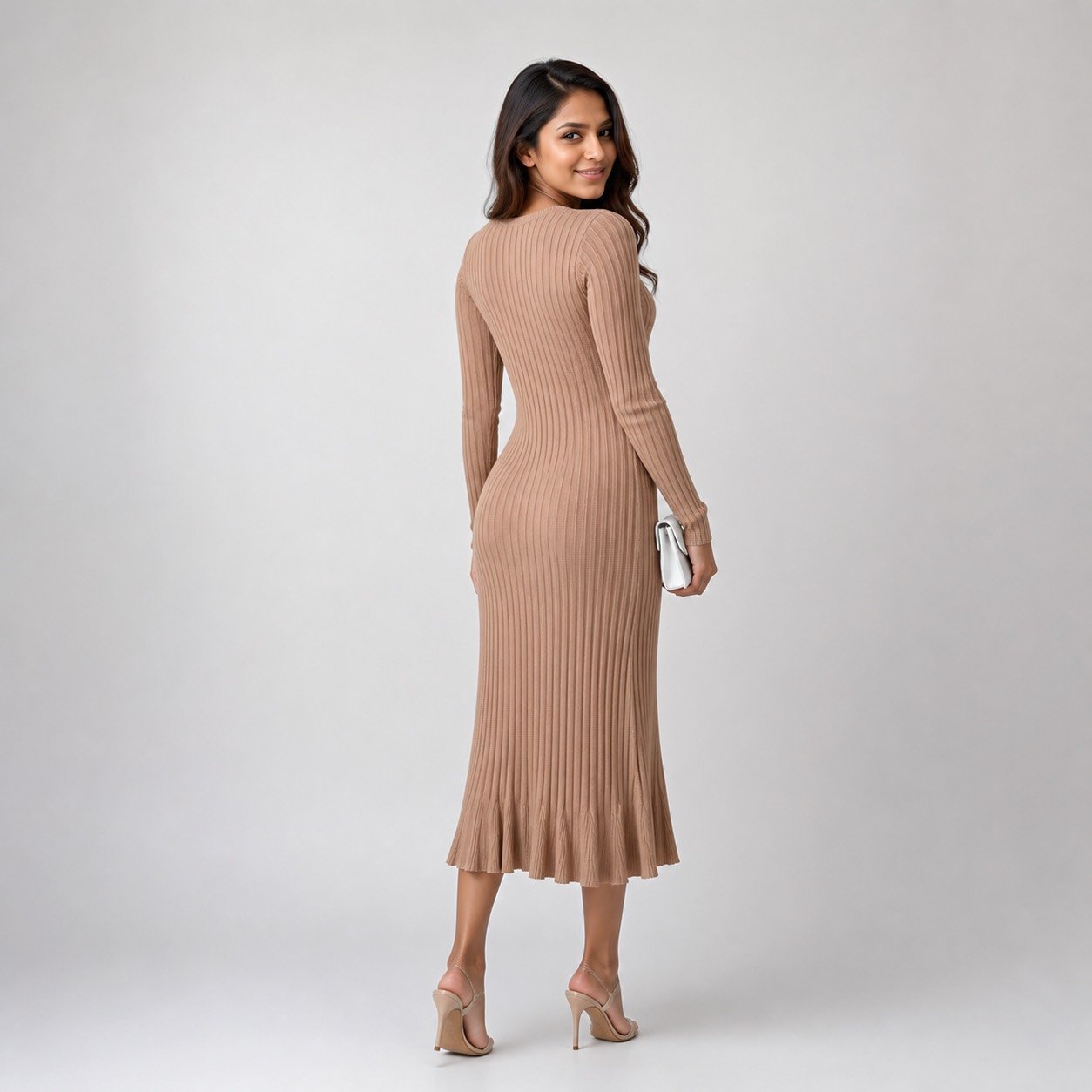 Vestido Chanel Camel con Vuelos para Mujer – My Fashion MYF10096 - Image 4