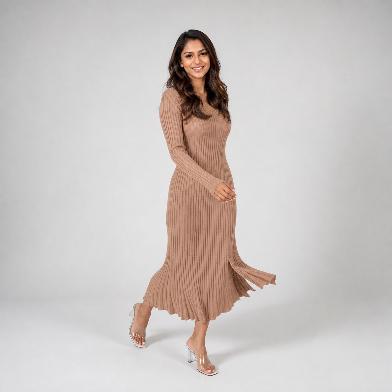 Vestido Chanel Camel con Vuelos para Mujer – My Fashion MYF10096 - Image 5