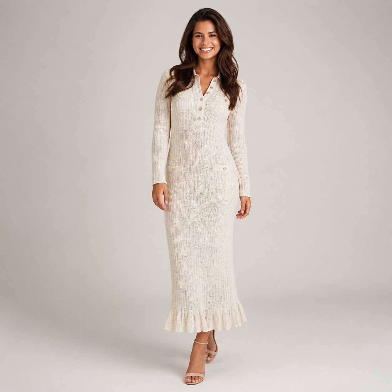 Vestido Chanel Beige con Vuelos para Mujer – My Fashion MYF10103 - Image 2