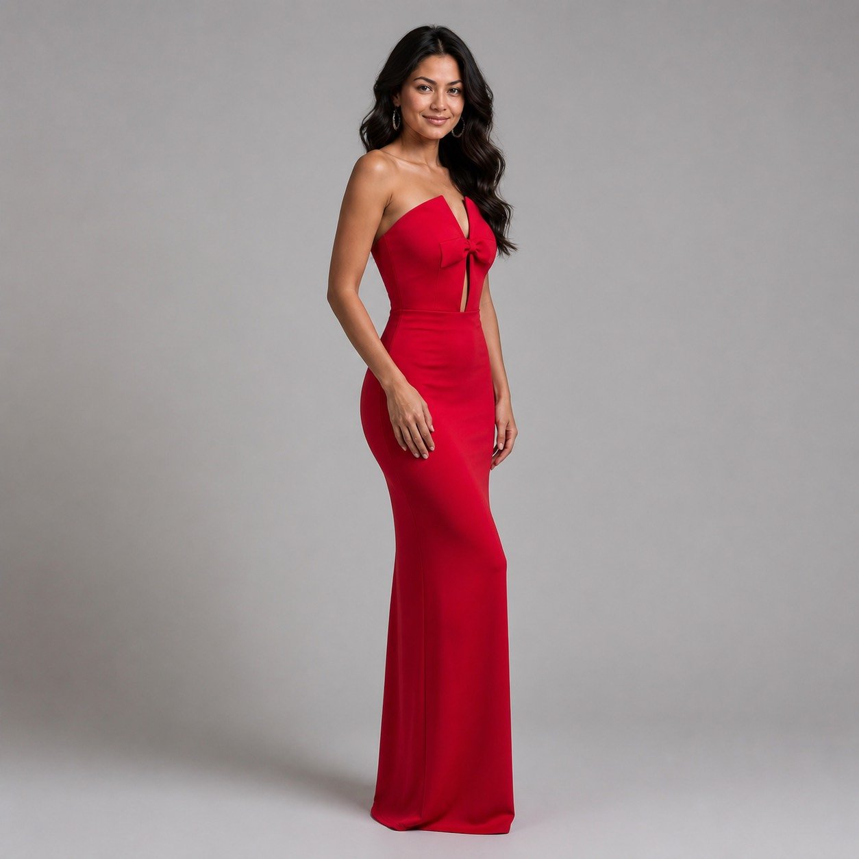 Vestido Maxi Rojo con Lazo para Mujer – Eyyo Atelier EYO10253 - Image 3