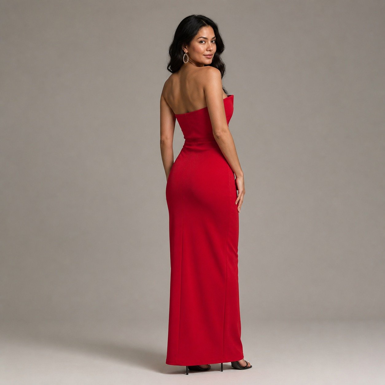 Vestido Maxi Rojo con Lazo para Mujer – Eyyo Atelier EYO10253 - Image 4