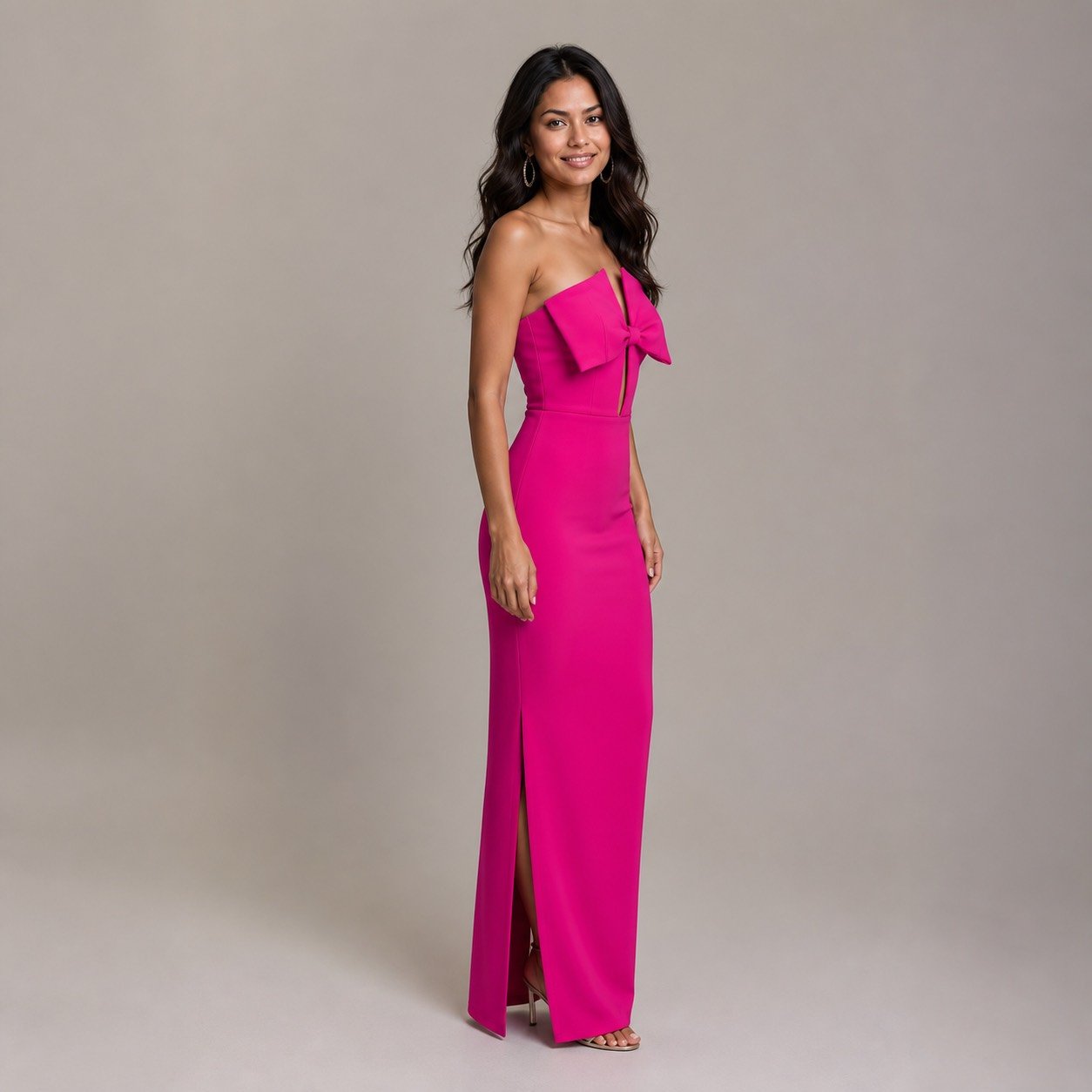 Vestido Maxi Rosado con Lazo para Mujer – Eyyo Atelier EYO10377 - Image 3