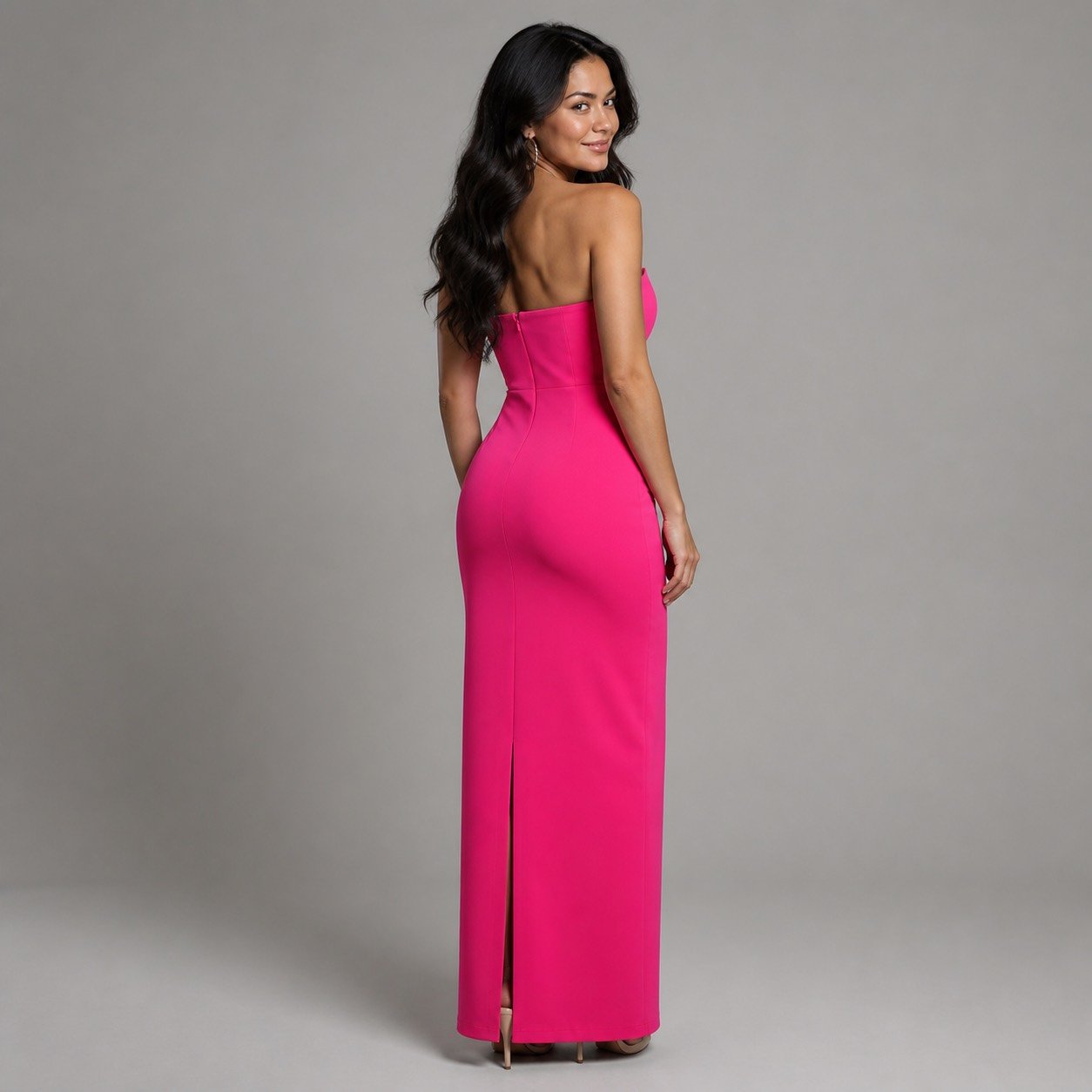 Vestido Maxi Rosado con Lazo para Mujer – Eyyo Atelier EYO10377 - Image 4