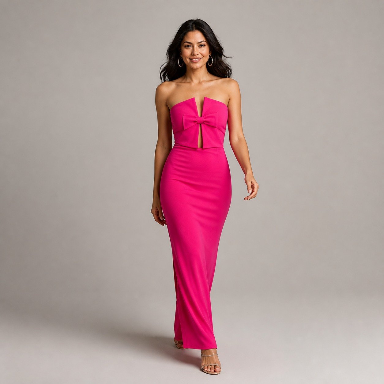 Vestido Maxi Rosado con Lazo para Mujer – Eyyo Atelier EYO10377 - Image 5