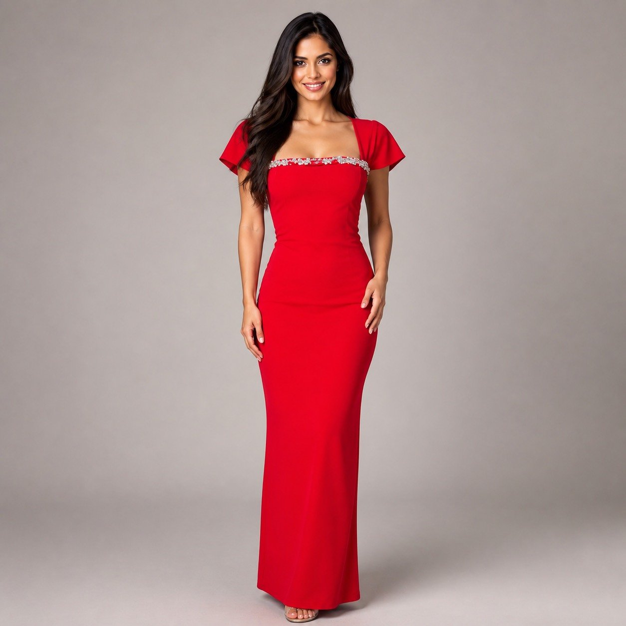 Vestido Maxi Rojo con Piedras para Mujer – Eyyo Atelier EYO10667