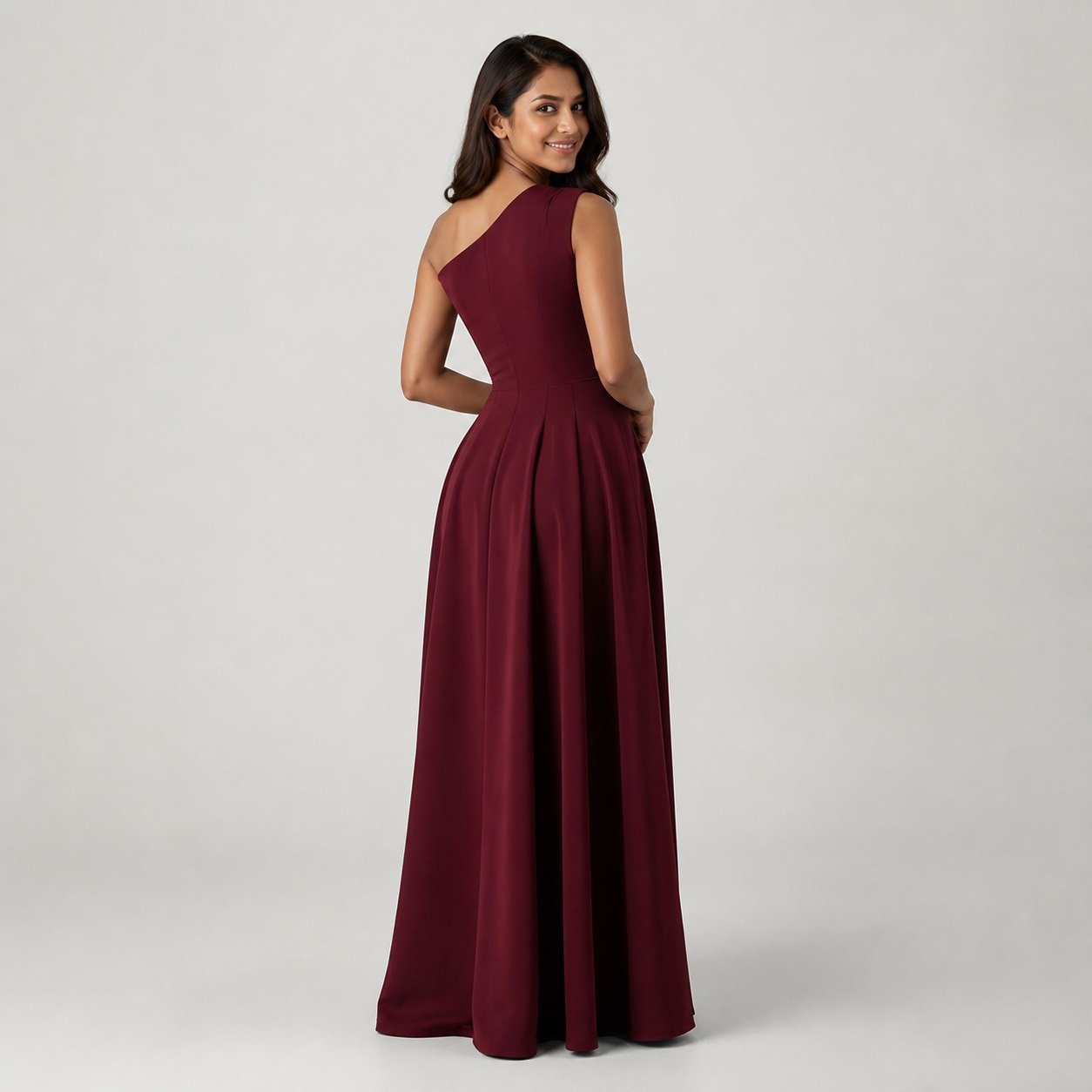 Vestido Plisado Vino para Mujer – Eyyo Atelier EYO14244 - Image 4